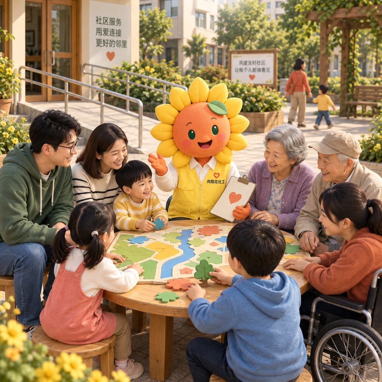 小向与居民共同参加中国社区活动